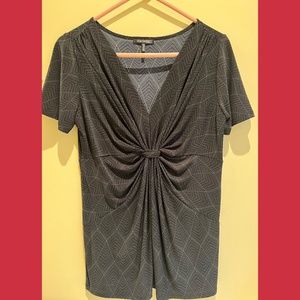 Daisy Fuentes black geometric blouse